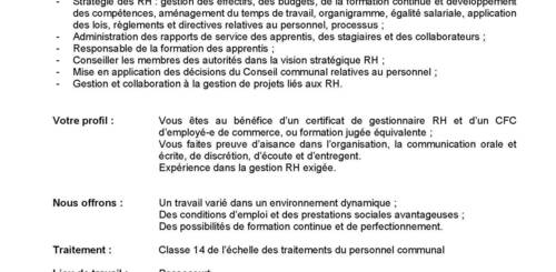 RESPONSABLE RESSOURCES HUMAINES (F/H) à 50 %