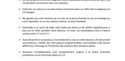 Prévention cambriolages