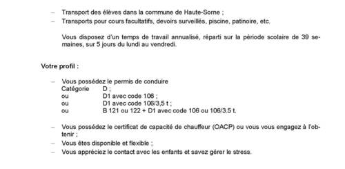 Mise au concours - Chauffeur de bus scolaire (F/H) à 60%