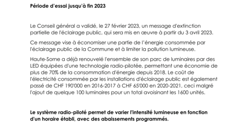Extinction partielle de l'éclairage public en Haute-Sorne