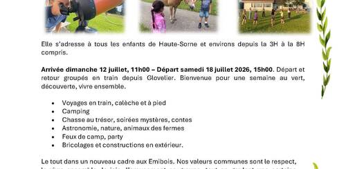 Inscriptions - Colonie de vacances Emibois