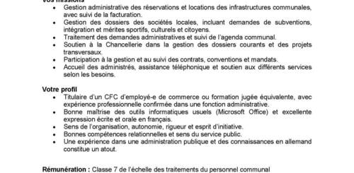 Mise au concours - Collaborateur administratif (H/F) à 50%