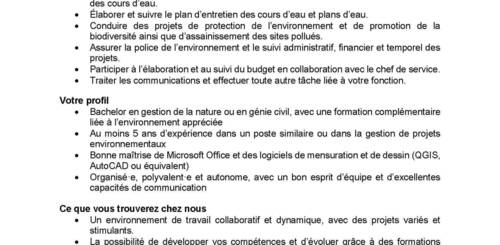 Mise au concours - Responsable Environnement