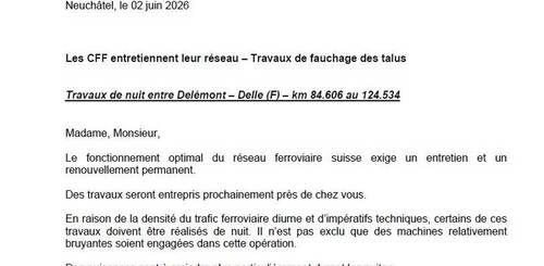 Les CFF entretiennent leur réseau – Travaux de fauchage des talus