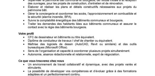 Mise au concours - Responsable Bâtiments
