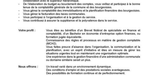 Mise au concours - Comptable (F/H) à 80%-100%