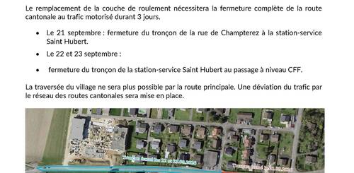 Avis de travaux - Rue St-Hubert à Bassecourt