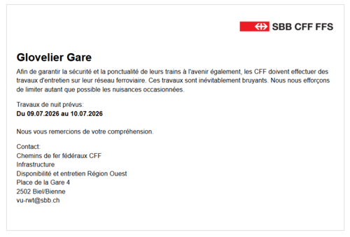 Travaux Glovelier Gare