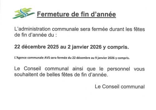 Fermeture de fin d'année