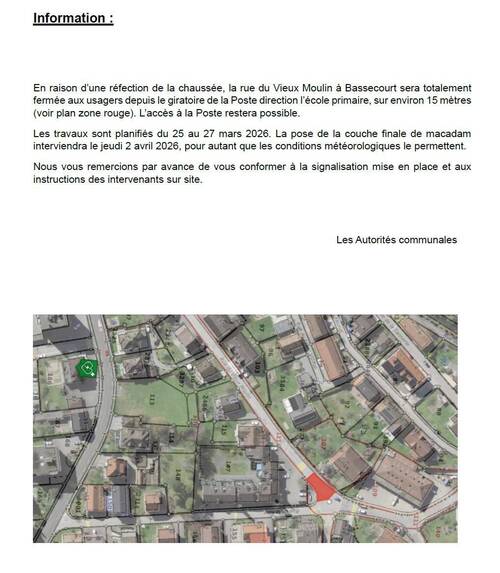 Travaux rue du Vieux Moulin