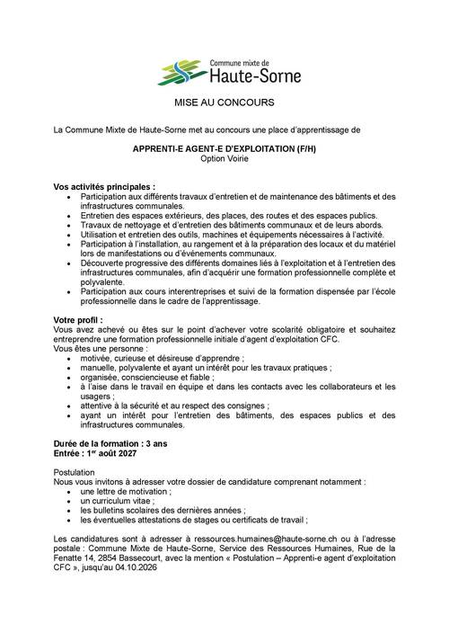 APPRENTI-E AGENT-E D’EXPLOITATION (F/H)