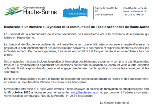 Annonce recherche membre Syndicat ESHS
